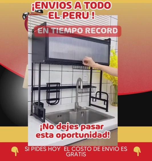 ORGANIZADOR DE PLATOS  DE DOS PISOS DE ACERO INOXIDABLE